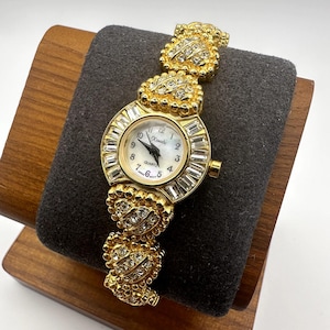 Xanadu Gold‎ Tone Crystal Hinged Bangle Hidden Face Watch Mother of Pearl Dial Vintage Xanadu Rhinestone Watch: Gold Tone, Mother of Pearl  main image 2