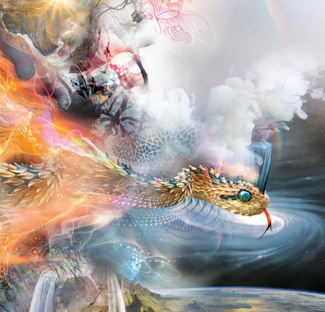 Vinyl Canvas Digital Art Print the Rainbow Serpent Visionary — free download