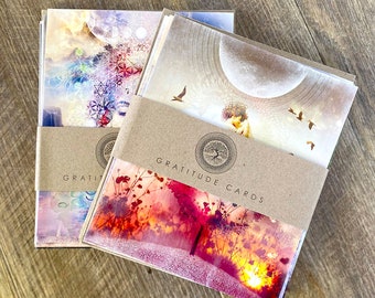 Gratitude Cards - 10 pack of gift cards. Blank greeting cards. Digital Art visionary gratitude diary misprint spiritual art