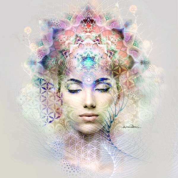 Fine Art Print - Divine Timing - Intuition Visionary Spiritual Awakening Portrait Mindful Meditation Digital Illustration Print