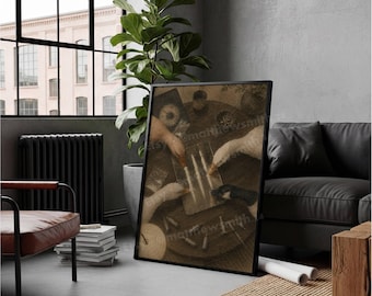 Gaggle of Ganzen snuiven lijnen van cola bij een afters-poster