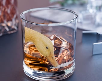 Goose Doing Cocaine Rocks Borrelglas - Yellow Duck | 10 oz whiskyglas, watervogels drinkgerei