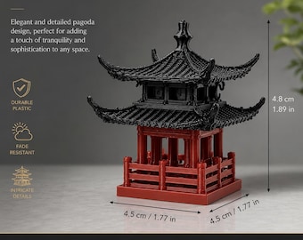 Adorno de pagoda japonesa para acuario: decoración en miniatura de templo zen, decoración de pecera de plástico, acento para jardín asiático, bonsái y decoración del hogar.