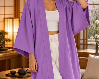 Cárdigan kimono japonés para mujer, bata ligera estilo yukata, ropa de estar por casa estilo boho de gran tamaño, pareo de playa de verano.