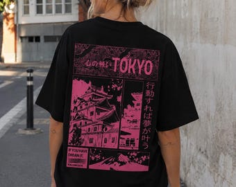 Camiseta gráfica estilo streetwear de Tokio – Camiseta extragrande inspirada en el anime japonés, estilo Harajuku, unisex, regalo para él o ella.