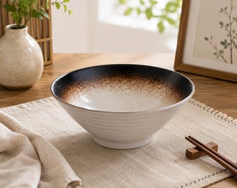 Bol de ramen de cerámica japonesa, bol grande para sopa, bol rústico para fideos, vajilla de estilo artesanal, regalo de decoración de cocina moderna