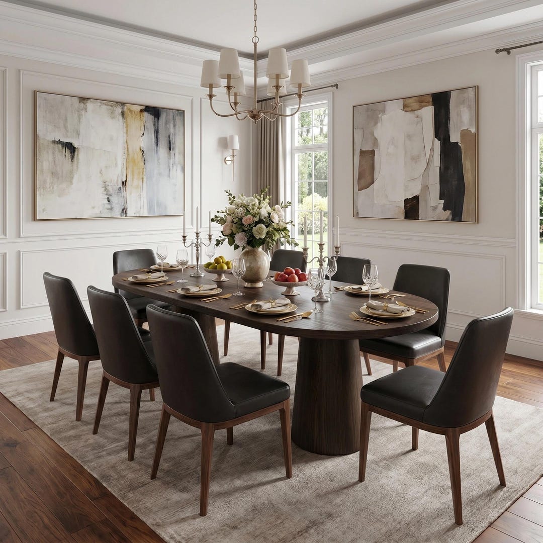 Custom Ash Oval Dining Table Color Dark, Solid Wood Furniture - Etsy