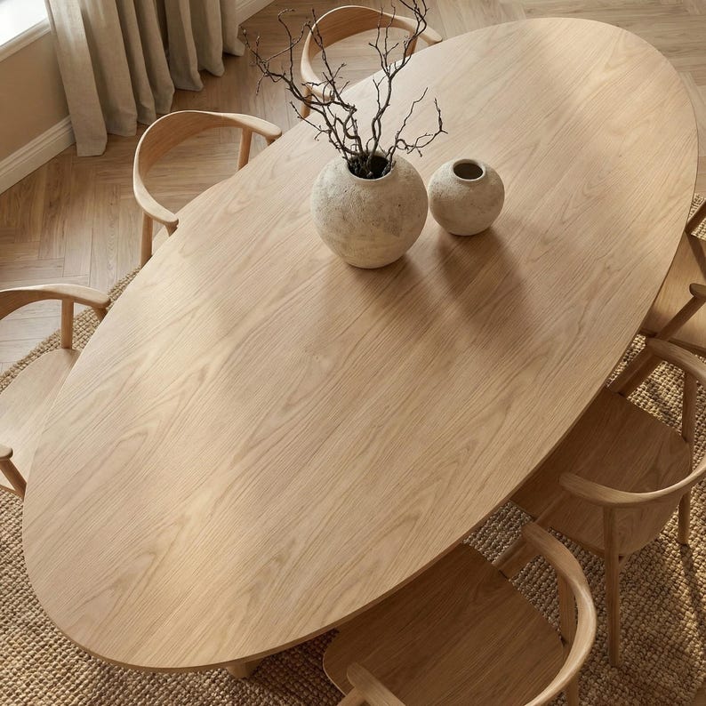 Custom Oak Oval Dining Table, Solid Wood Furniture - Etsy