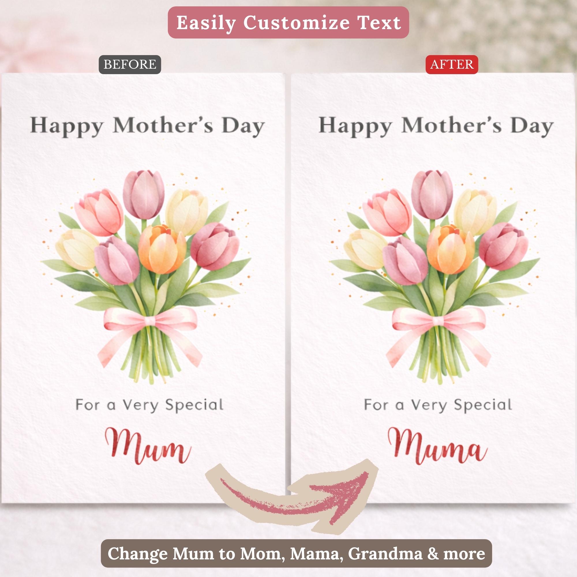 Editable Mothers Day Card Template, Printable Floral Mothers Day Card ...