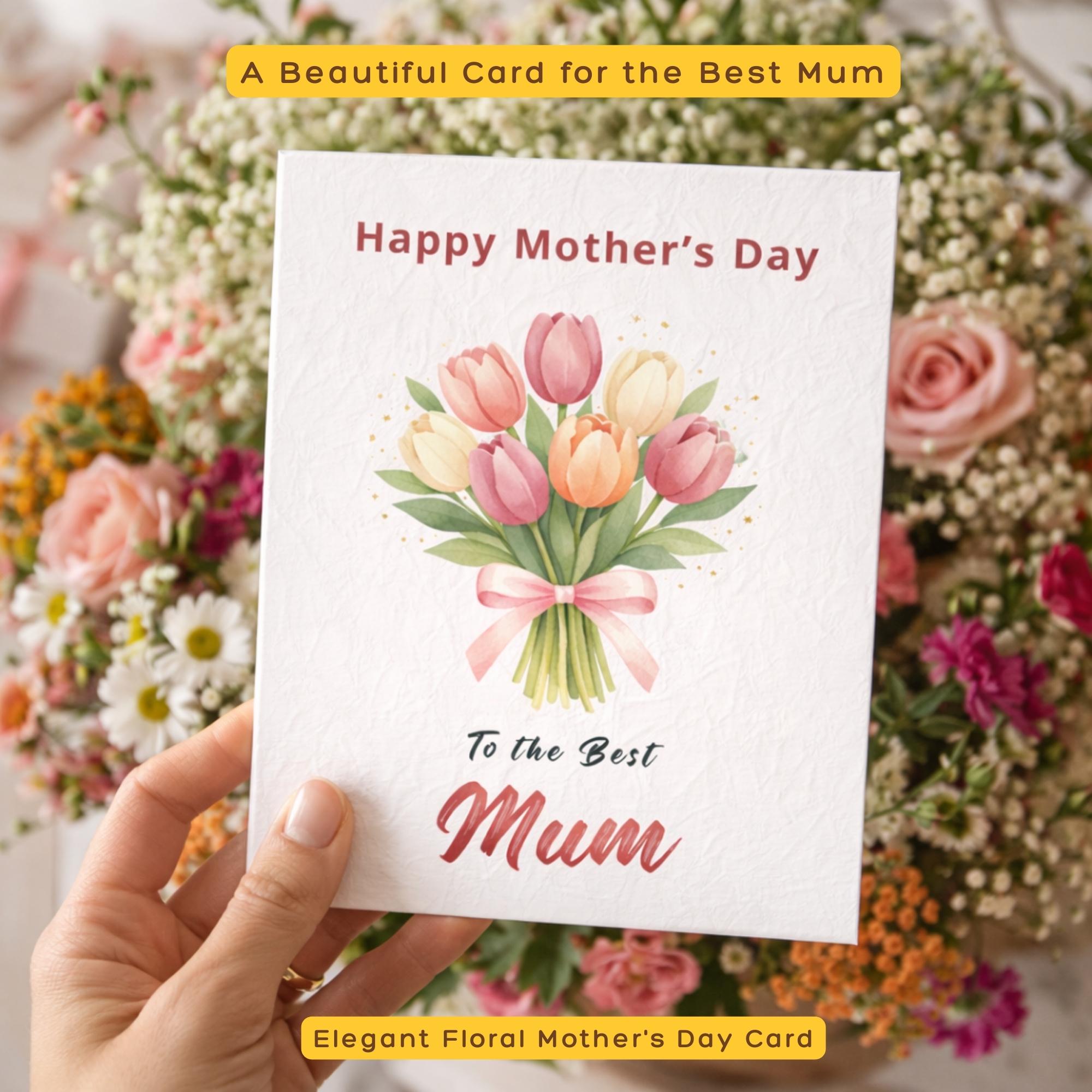 Editable Mothers Day Card for Mum, Printable Floral Tulip Card, Instant ...