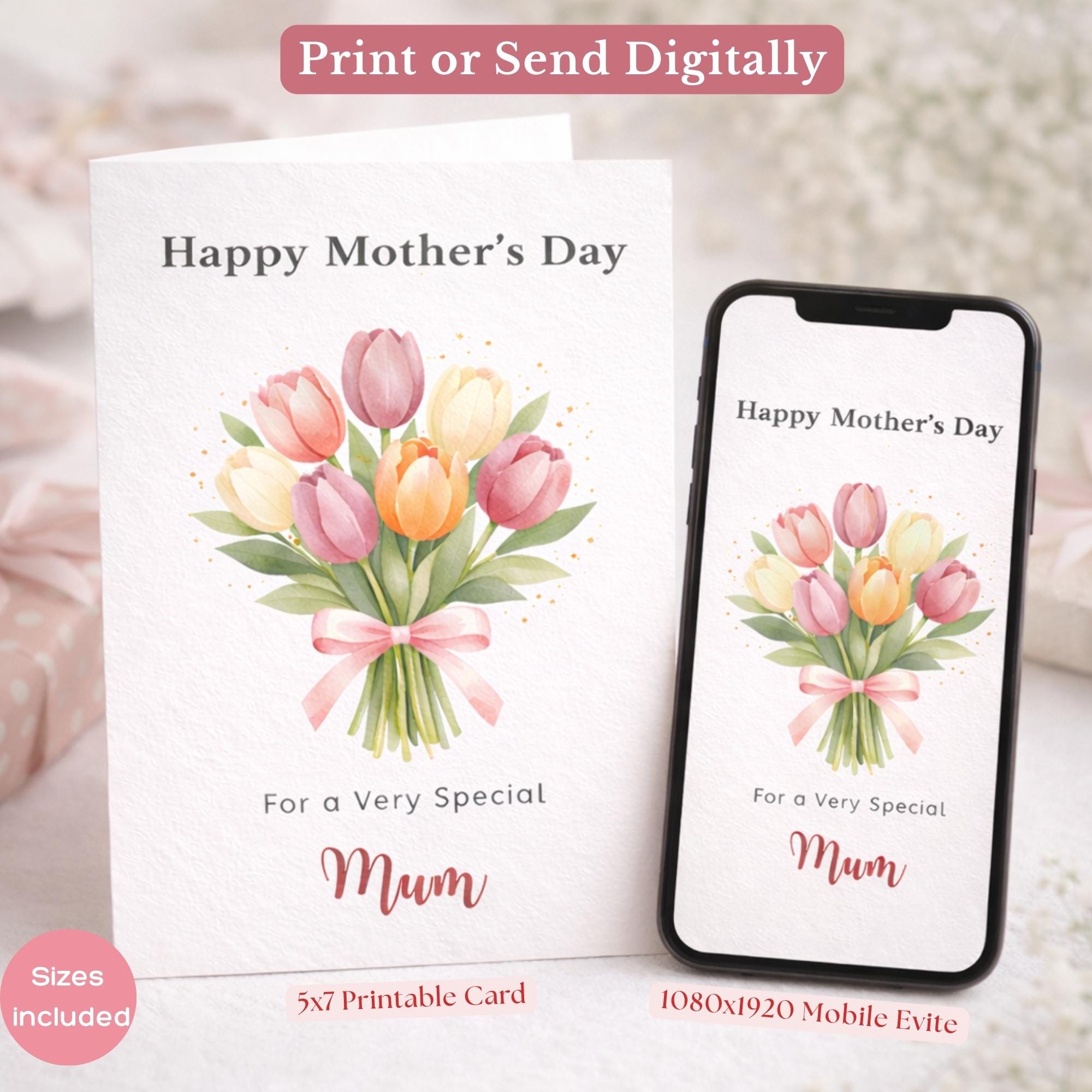 Editable Mothers Day Card Template, Printable Floral Mothers Day Card ...