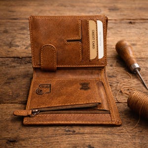 Portafoglio sottile da uomo in pelle bifold, protezione RFID, tasca frontale minimalista