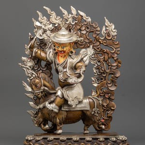 Dorje Drollo Buddhist Statue in Oxidized Copper