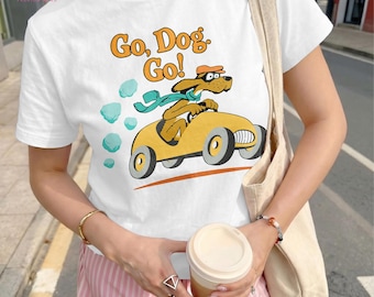 Go Dog Go Shirt, Funny Dog Racing T-Shirt, Retro Cartoon Dog Tee, Teacher Reading Shirt, Book Lover Gift, Classroom Graphic Tee