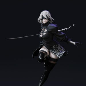 2B NieR Automata Figure STL | Sci-Fi Android Battle Maid (3D Print Model)