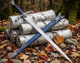 Handmade Medieval Sword with Scabbard, Decorative Steel Blade, Knight Cosplay Display