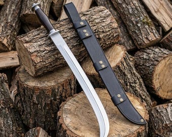 Hand Forged Dacian Falx 30.5" Handmade Historical Sword Medieval European Collectible Rosewood Knife & Scabbard