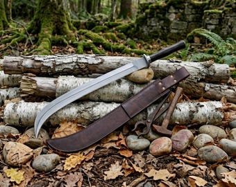 Hand Forged Dacian Falx 30.5" Handmade Historical Sword Medieval European Collectible Rosewood Knife & Scabbard