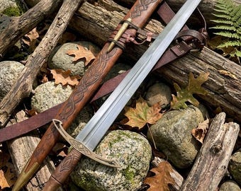 Handmade Ravencrest Sword with Scabbard, Medieval Fantasy Style Steel Blade, Collector Display Piece, with limited Edition