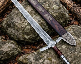 Handmade Patterned Steel Medieval Long Sword – Display Collector Gift