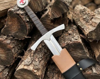 Knights Templar Crusader Sword Replica: Hand Forged Carbon Steel Long Sword
