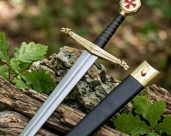 Handmade Medieval Style Sword with Leather Scabbard, Custom Crafted Steel Blade, Fantasy Decor Sword, Collector Gift, Display Piece