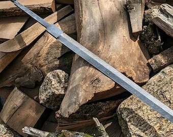 Handmade Damascus Steel Viking Sword Blank, 32 Inch Full Tang Blade, Forged Pattern Steel