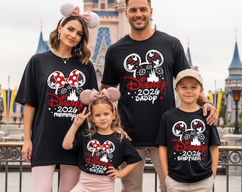 Camiseta personalizada Disney 2026, atuendo familiar Disney, camisetas de grupo para vacaciones, camiseta del equipo de Disneyland, camisetas a juego de Mickey y Minnie, camiseta de Disneyworld