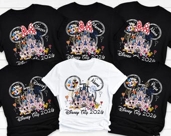 Camisetas personalizadas de viaje a Disney 2026, camisetas de vacaciones familiares de Disney, camiseta del equipo de cumpleaños de Disneyland