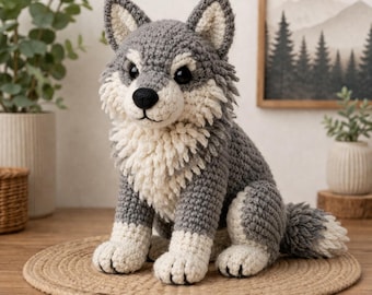 Crochet Wolf Pattern, Amigurumi Animal Toy, Realistic Plush Design (Digital Download)