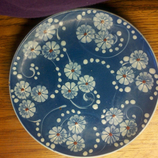 Kählers Pottery Plate Made in Denmark Blue and White Floral