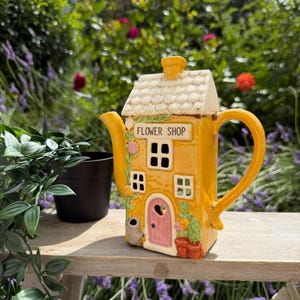 Gul keramikblomsterbutik Tekanna Ljusstake/Ljushållare