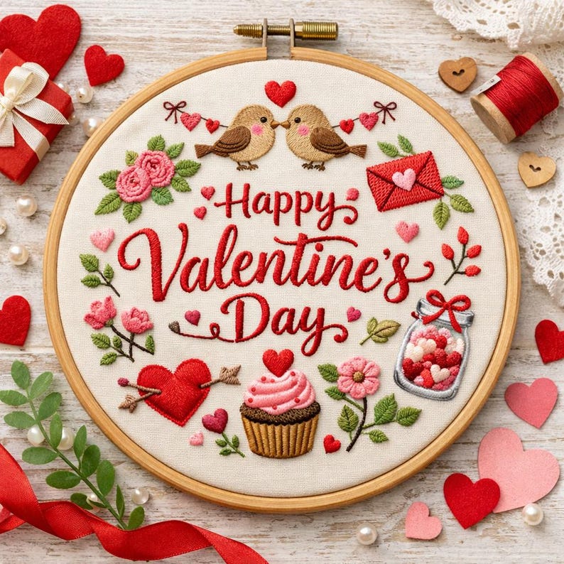 Valentine's Hand Embroidery Pattern Bundle: Love Hearts, DIY Gift (PDF ...