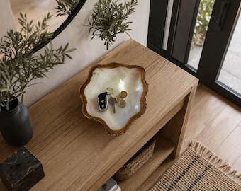 Handmade Green Onyx Bowl – Luxury Natural Stone Catchall, Sculptural Decorative Centerpiece | Key Holder, Jewelry Holder, Accent Piece