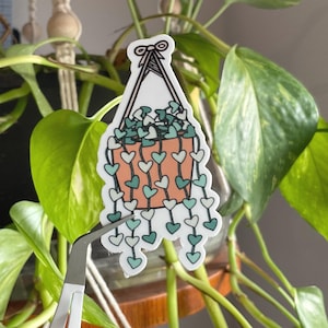 Hanging Plant Sticker Heart Leaves Macramé Plant Holder Cute Sticker