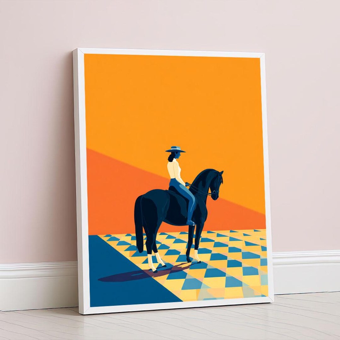 Modern Horse Rider Canvas Wall Art Print Vibrant Abstract Living Room ...