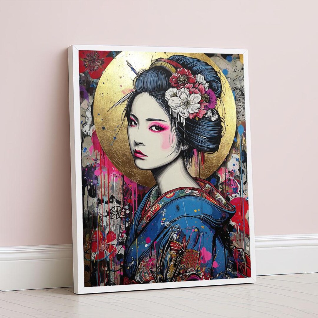 Japanese Geisha Portrait Canvas Wall Art Print Elegant Modern Living ...