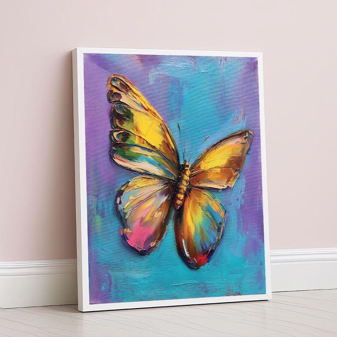 Colorful Butterfly Modern Canvas Wall Art Print Vibrant Living Room ...
