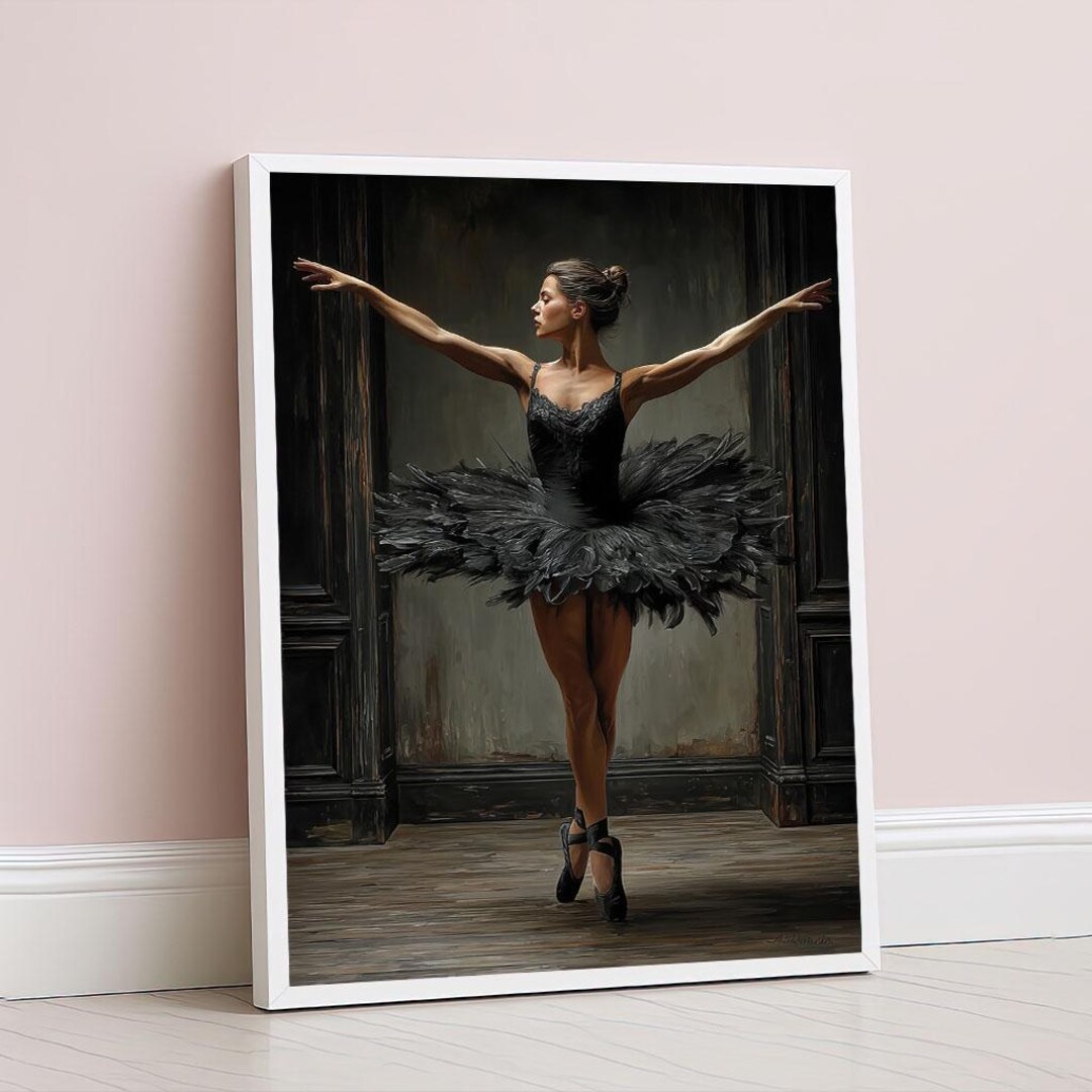 Elegant Ballerina Ballet Dancer Canvas Wall Art Print Dark Tones Living ...