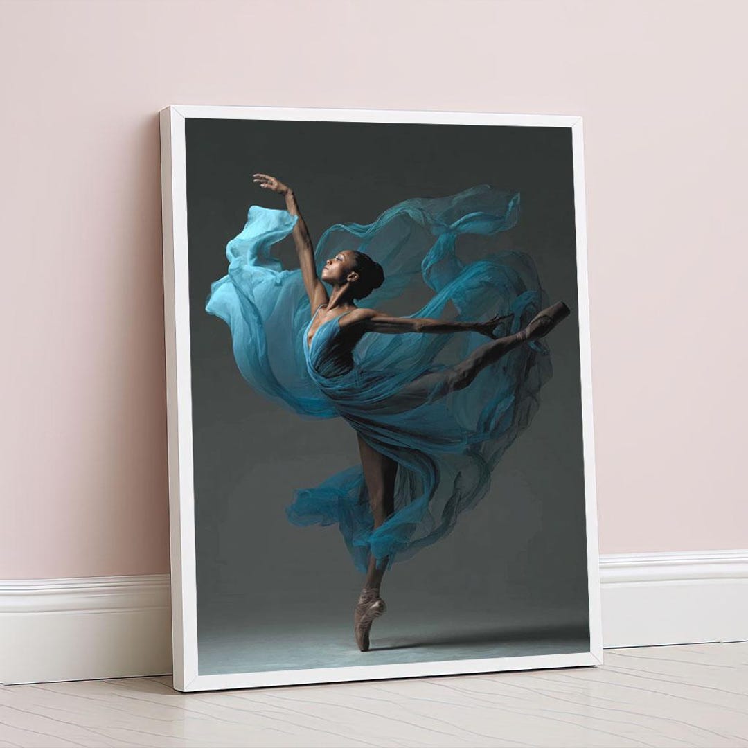 Graceful Ballerina in Blue Canvas Wall Art Print Elegant Dance Living ...