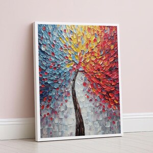Colorful Abstract Tree Canvas Wall Art Print  Vibrant Living Room Decor  Statement Piece for Modern Art Lovers