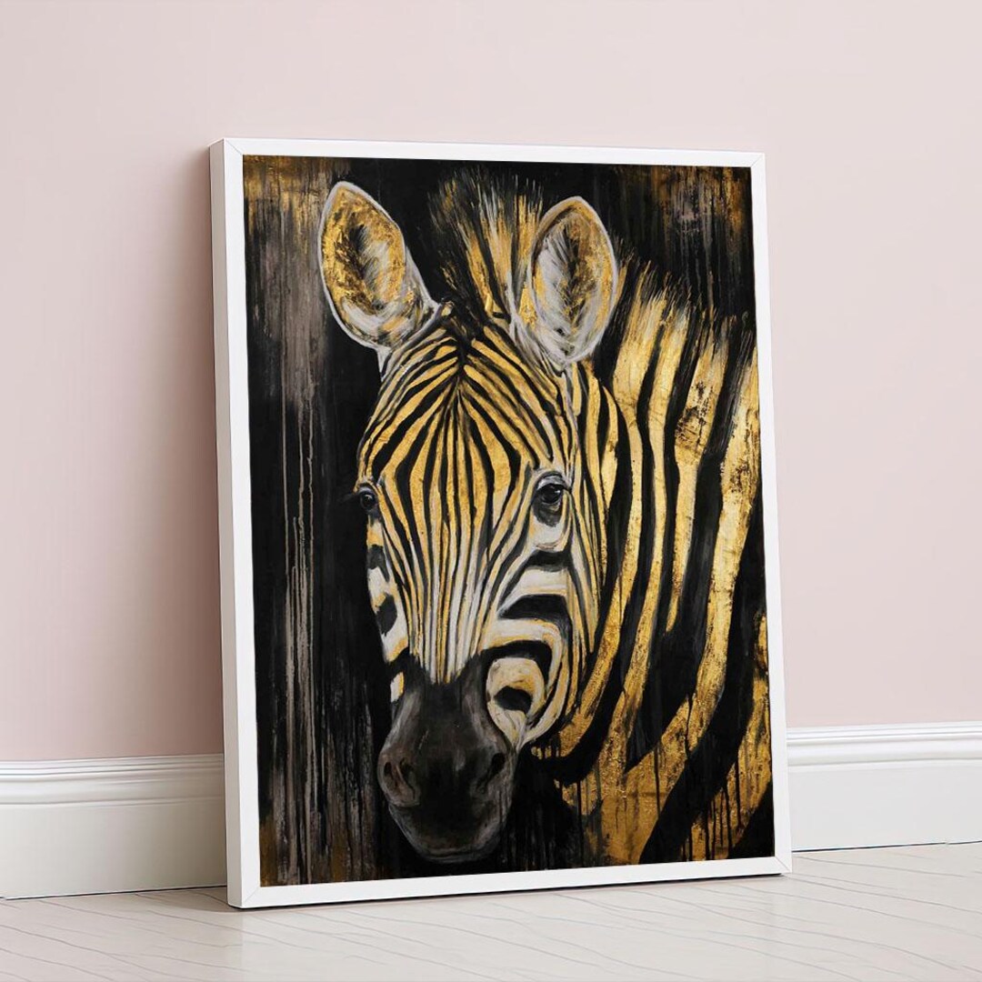 Luxurious Zebra Portrait Canvas Wall Art Print Modern Animal Living ...