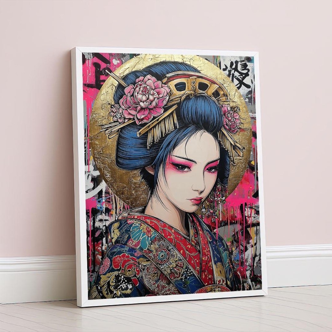 Elegant Geisha Portrait Canvas Wall Art Print Bold Japanese Style ...