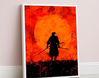 Fierce Samurai Warrior Canvas Wall Art Print  Bold Asian Fantasy Living Room Decor  Statement Piece