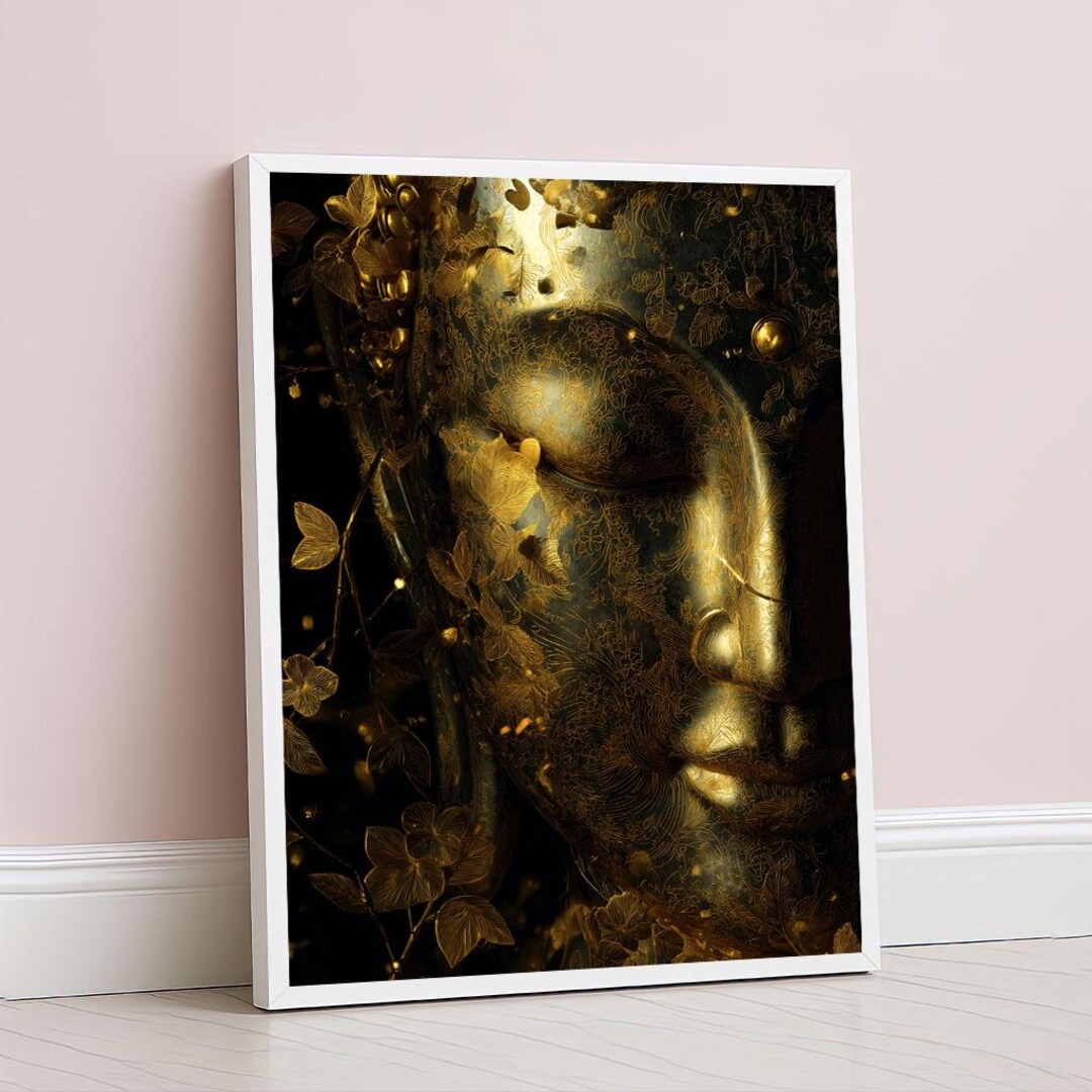 Peaceful Buddha Meditation Canvas Wall Art Print Gold and Black Living ...