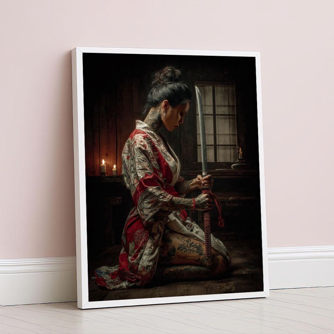 Japanese Samurai Woman Canvas Wall Art Print Elegant and Cultural ...
