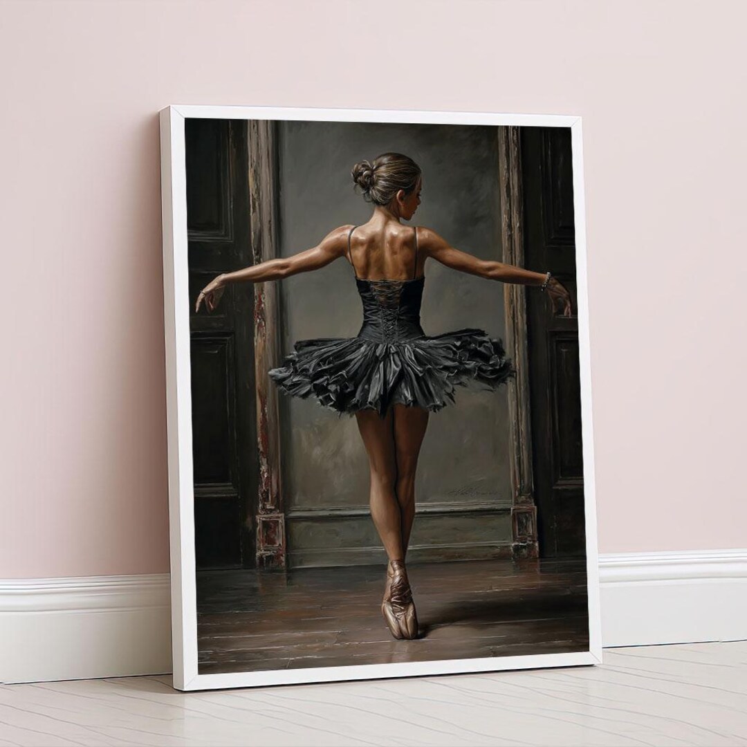 Elegant Ballerina in Black Tutu Canvas Wall Art Print Modern Bedroom ...