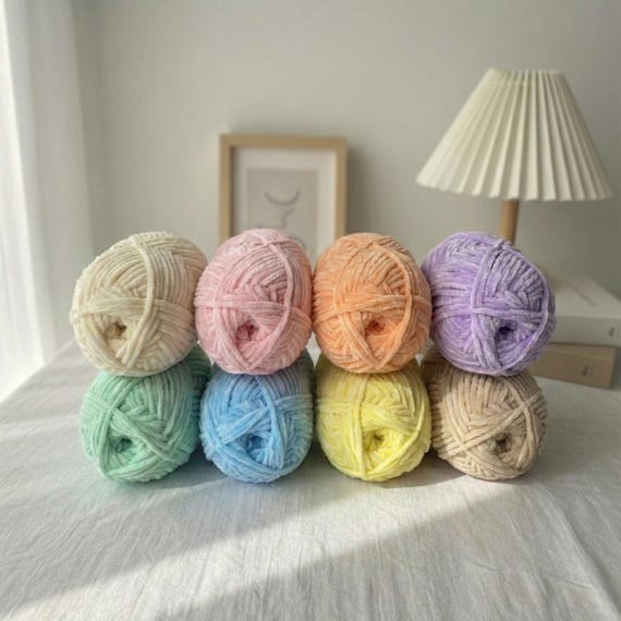 Premium Thin Soft Velvet Yarn 40g, High Quality Chenille Yarn for Amigurumi, Crochet & Knitting Projects, For Experienced Crafters