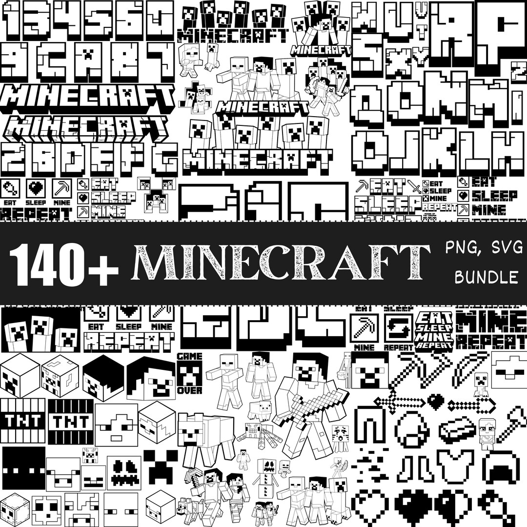 Pink Minecraft Svg Minecraft SVG PNG PDF Bundle | Digital Download | Pixel Art Designs for ...