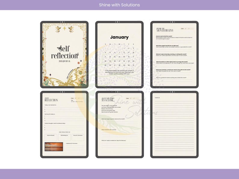 Notebook Design Reflective Diary Design Shine Daily 2026: Reflection & Planning Journal | Healing Journal ...